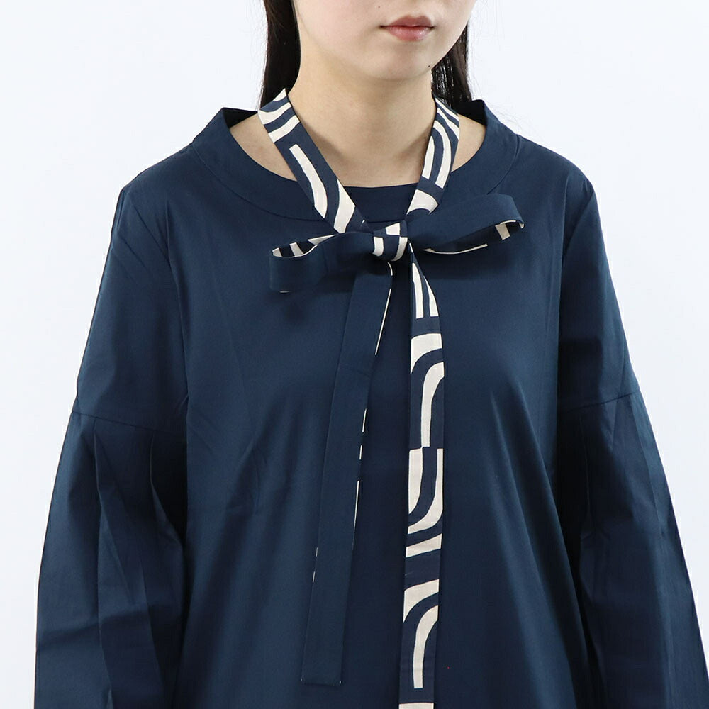 Max Mara ネイビー ミニワンピース Aライン ボウタイ リボン 19221103