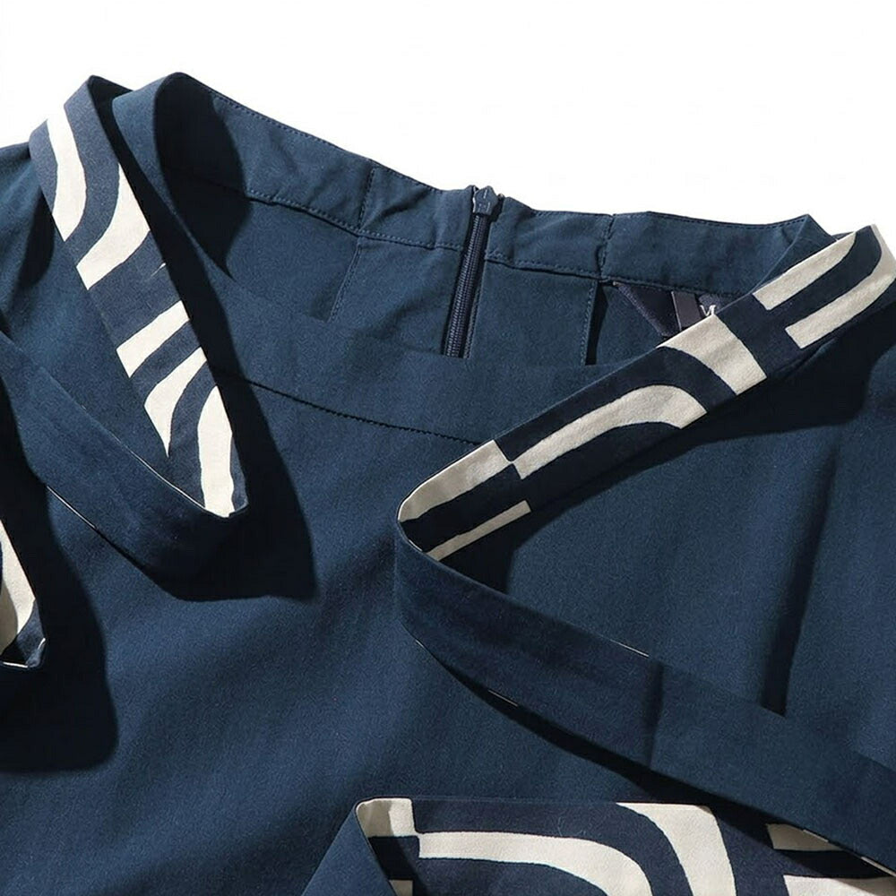 Max Mara ネイビー ミニワンピース Aライン ボウタイ リボン 19221103