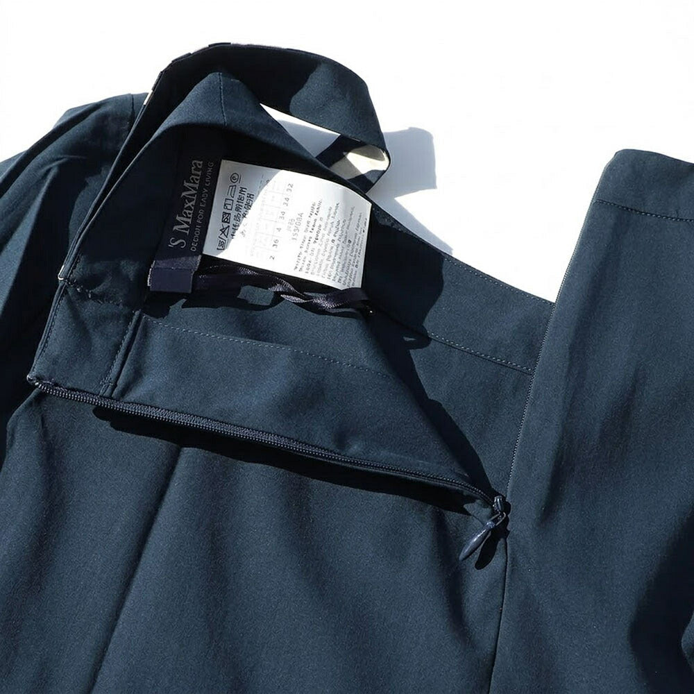 Max Mara ネイビー ミニワンピース Aライン ボウタイ リボン 19221103