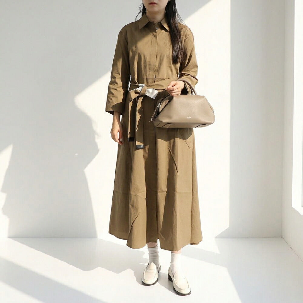 Max Mara ブラウン シャツワンピース ベルト ミモレ丈 フレア 19221071