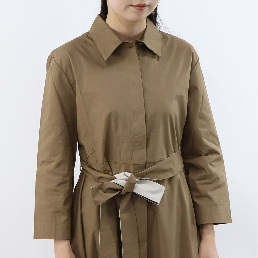 Max Mara ブラウン シャツワンピース ベルト ミモレ丈 フレア 19221071