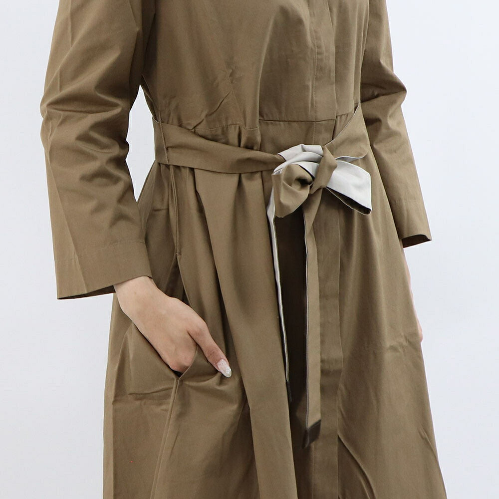 Max Mara ブラウン シャツワンピース ベルト ミモレ丈 フレア 19221071