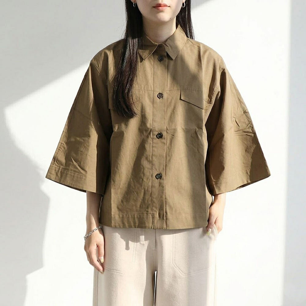 Max Mara ブラウス  カーキブラウン ポプリンシャツ オーバーシルエット 29116011
