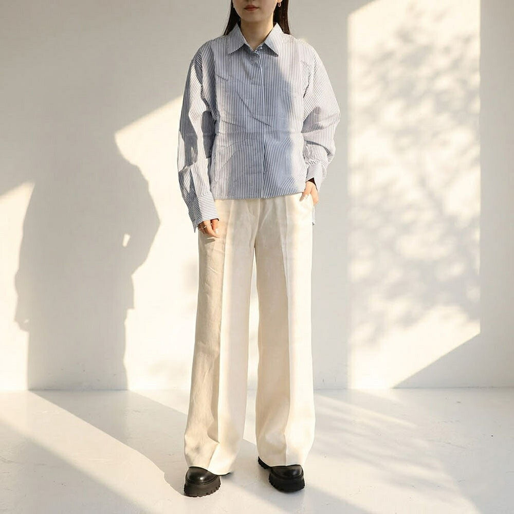 Max Mara シャツ ブルーストライプ シルク シアーシャツ VERTIGO
