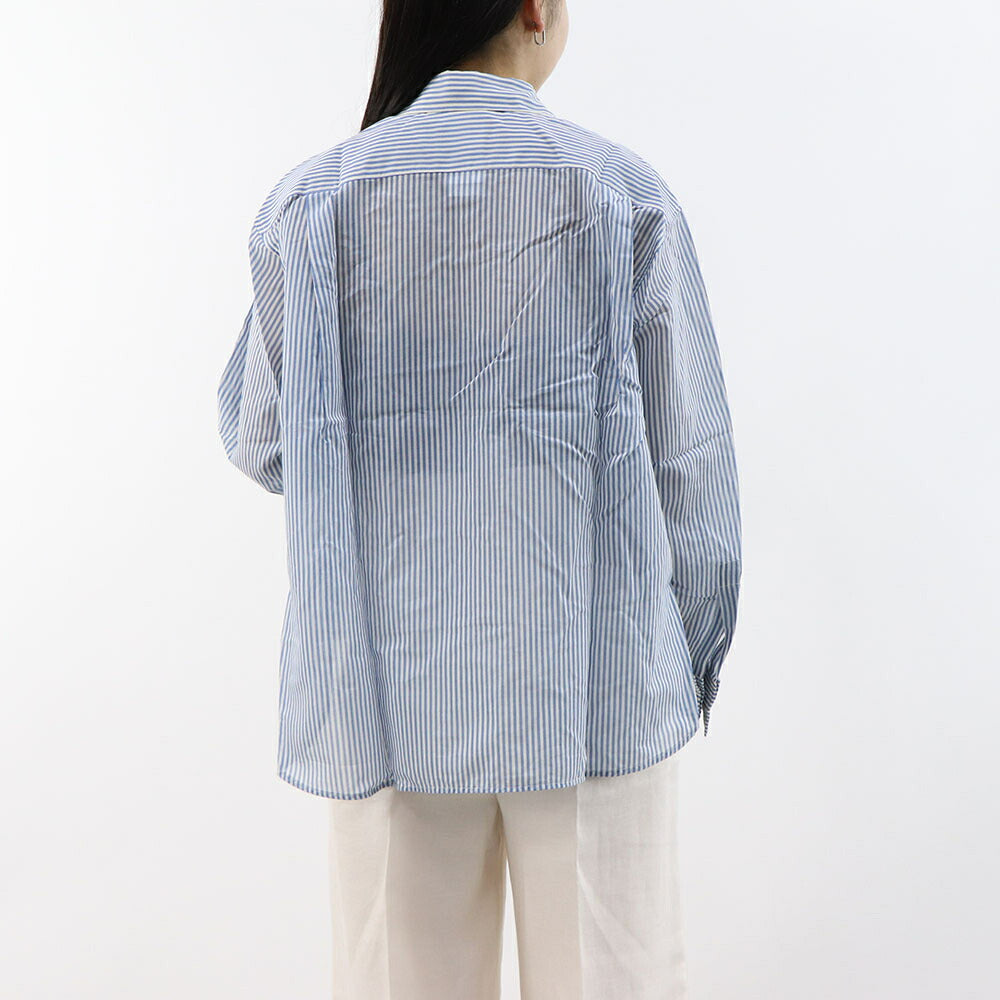 Max Mara シャツ ブルーストライプ シルク シアーシャツ VERTIGO