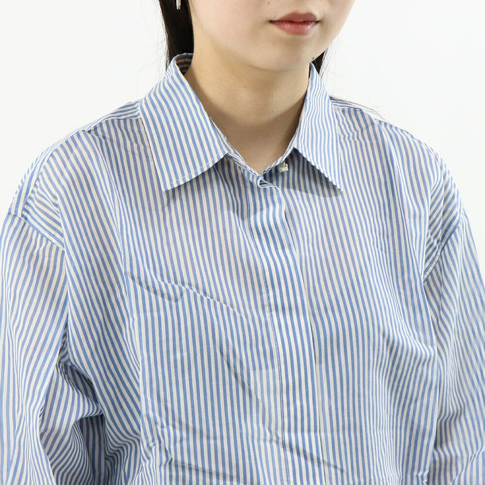 Max Mara シャツ ブルーストライプ シルク シアーシャツ VERTIGO