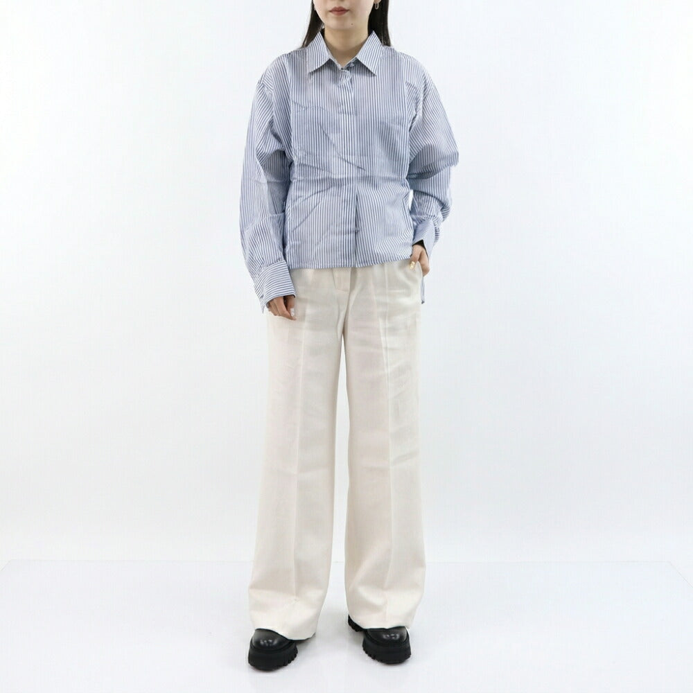 Max Mara シャツ ブルーストライプ シルク シアーシャツ VERTIGO