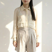 Max Mara シャツ  アイボリー シルク シアーシャツ  ロゴ刺繍  11261012