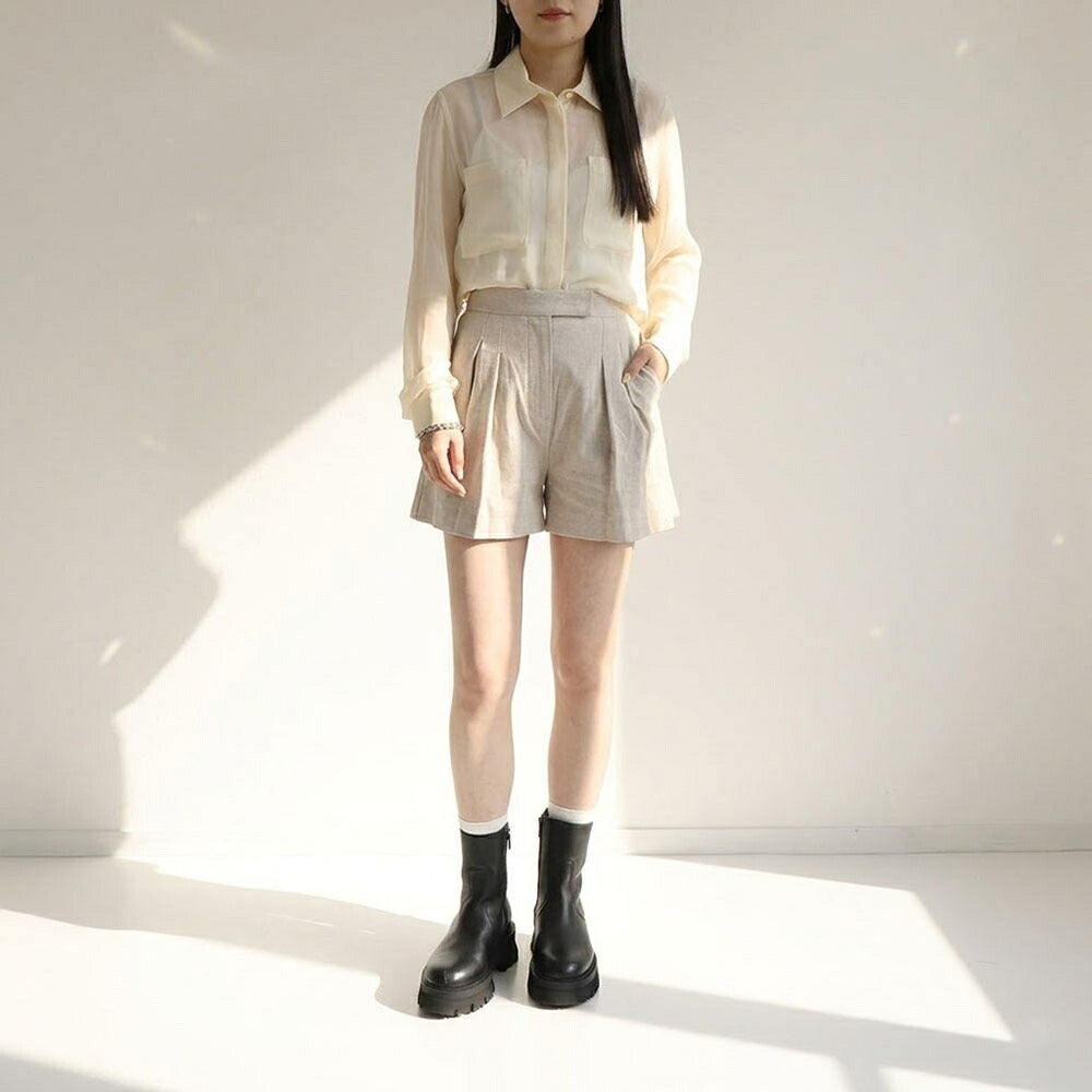 Max Mara シャツ  アイボリー シルク シアーシャツ  ロゴ刺繍  11261012