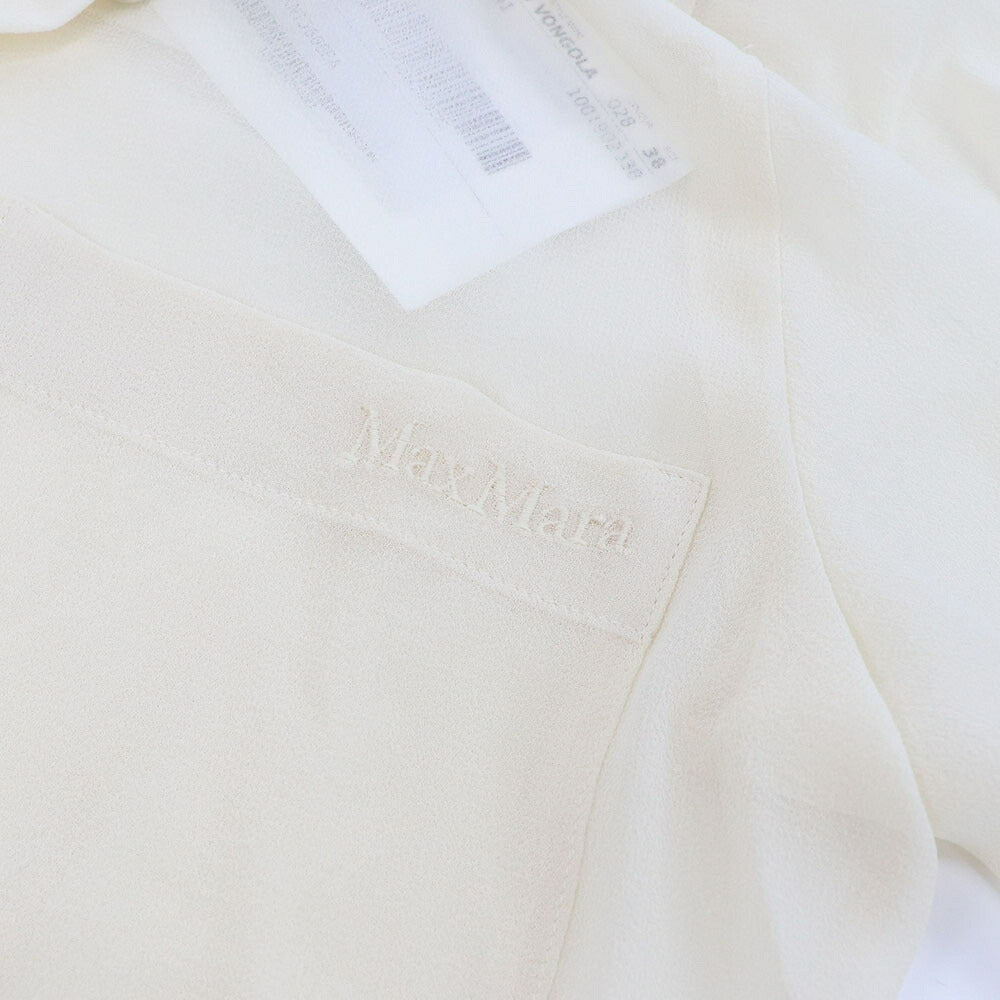 Max Mara シャツ  アイボリー シルク シアーシャツ  ロゴ刺繍  11261012