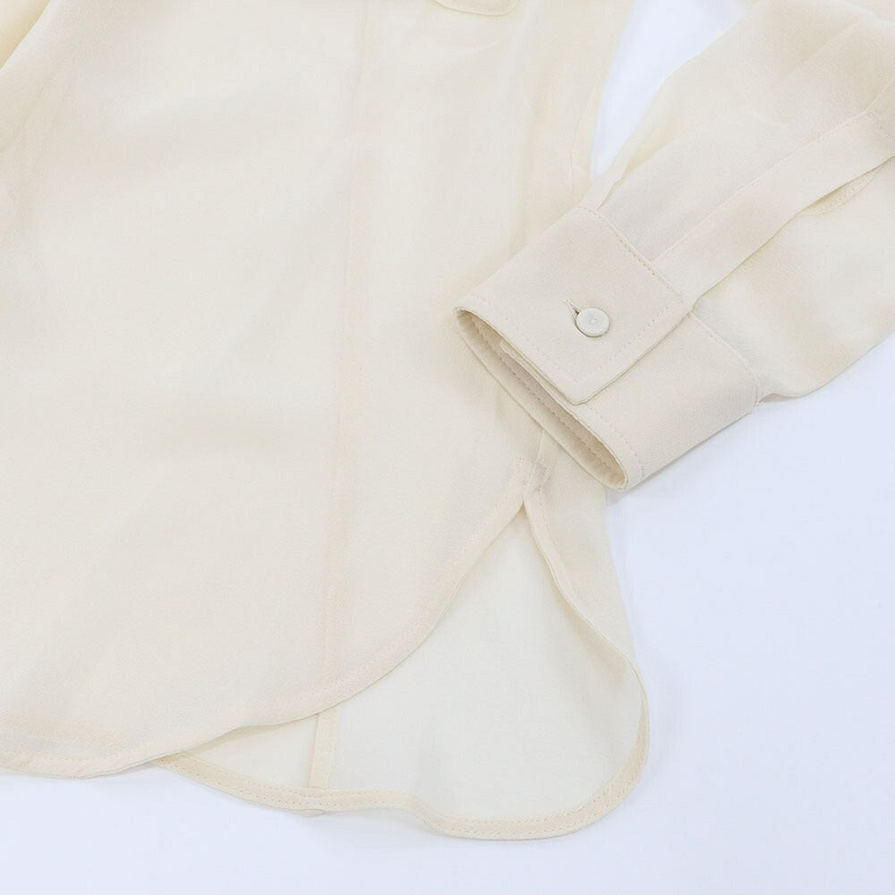 Max Mara シャツ  アイボリー シルク シアーシャツ  ロゴ刺繍  11261012