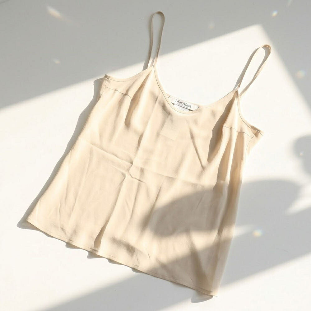 Max Mara シャツ  アイボリー シルク シアーシャツ  ロゴ刺繍  11261012