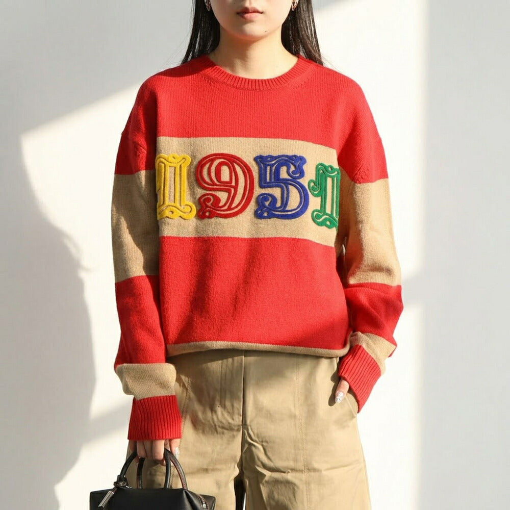 Max Mara ニット キャメル×ブラック キャメル×レッド セーター ロゴ DIRCE 21366121