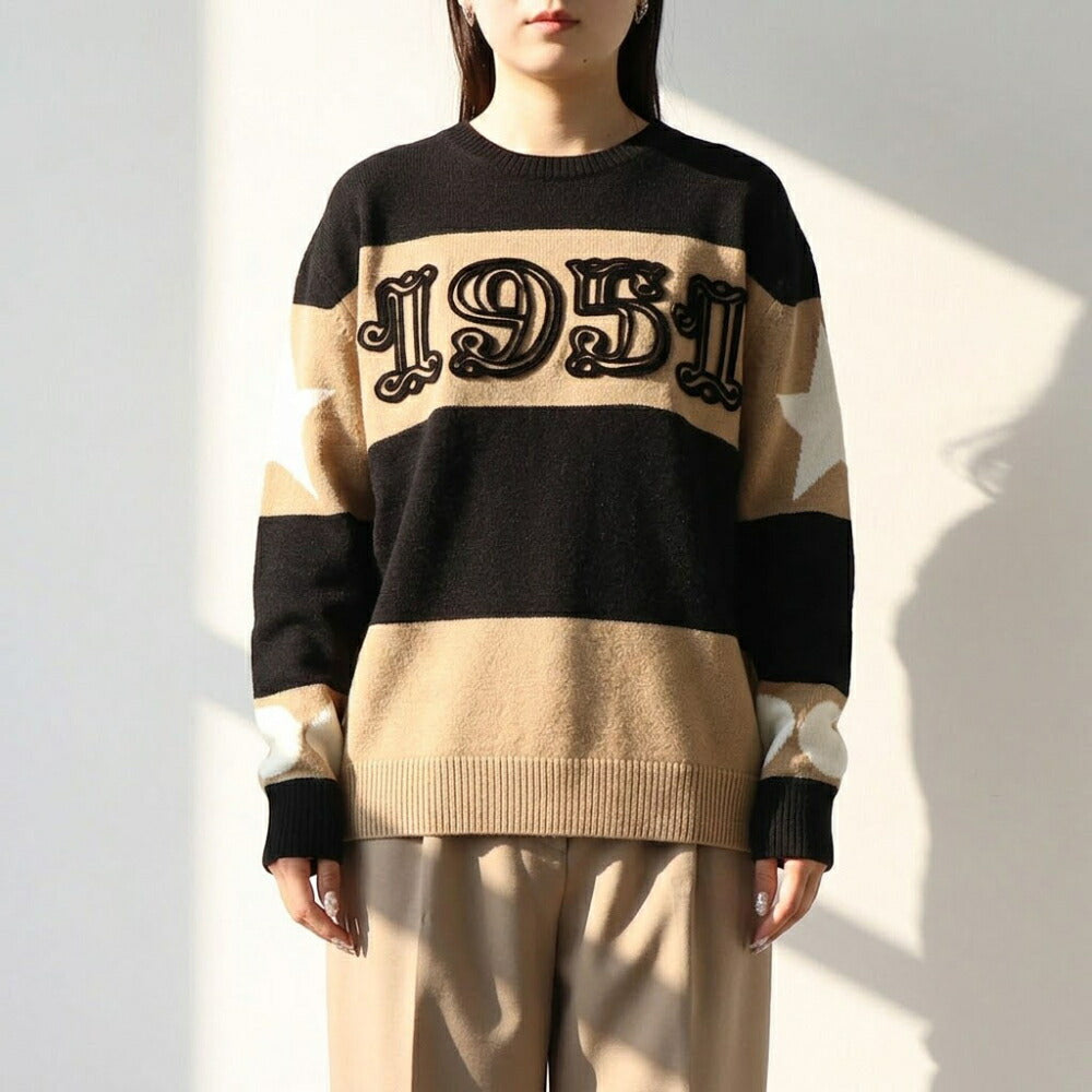 Max Mara ニット キャメル×ブラック キャメル×レッド セーター ロゴ DIRCE 21366121