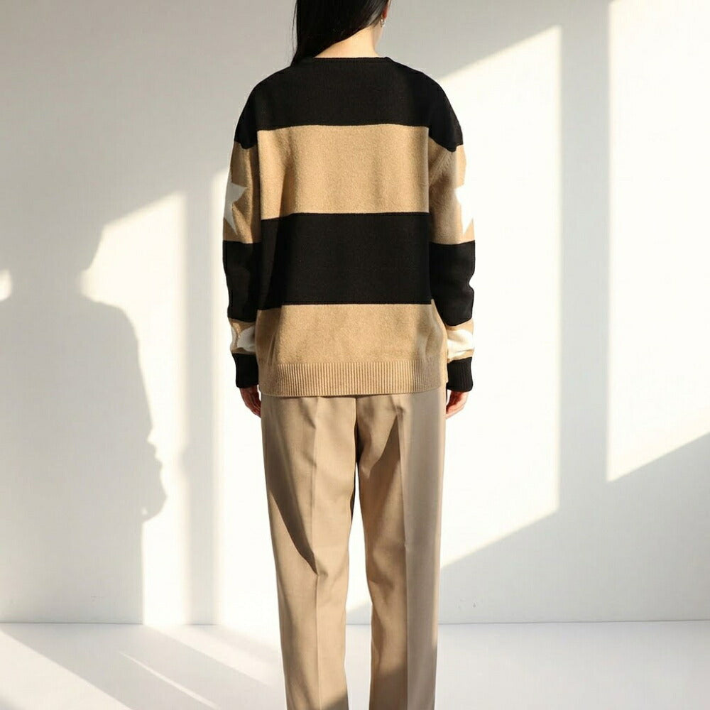Max Mara ニット キャメル×ブラック キャメル×レッド セーター ロゴ DIRCE 21366121