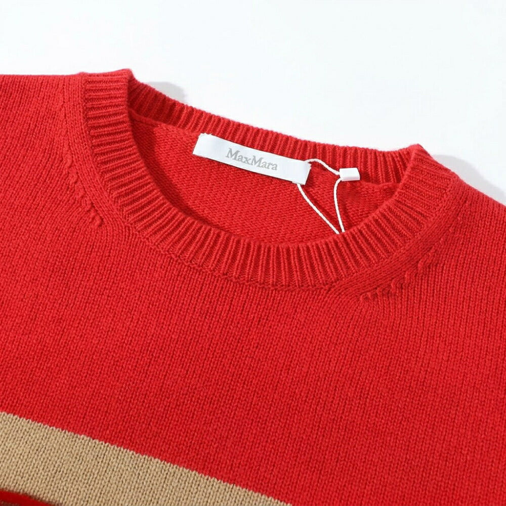 Max Mara ニット キャメル×ブラック キャメル×レッド セーター ロゴ DIRCE 21366121