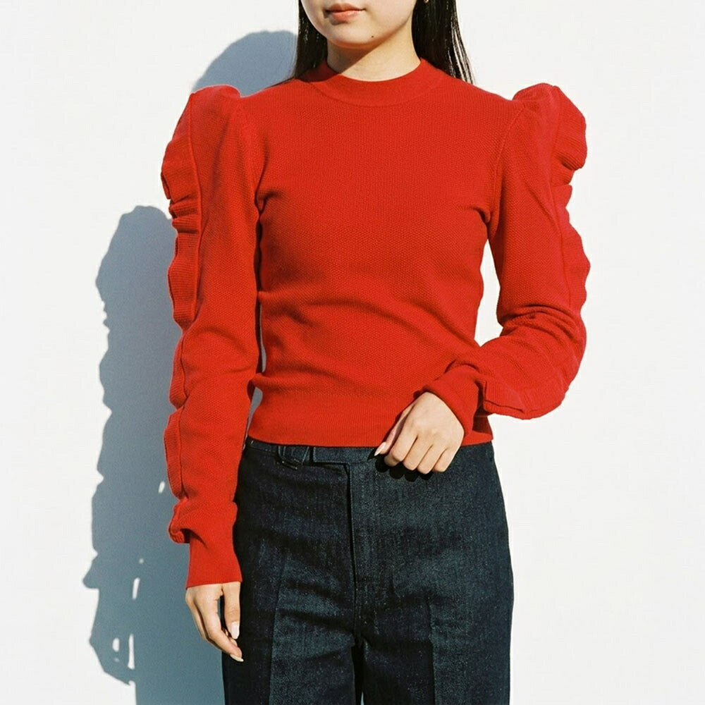 Max Mara ニット  レッド  ワッフルニット フリル  21366071
