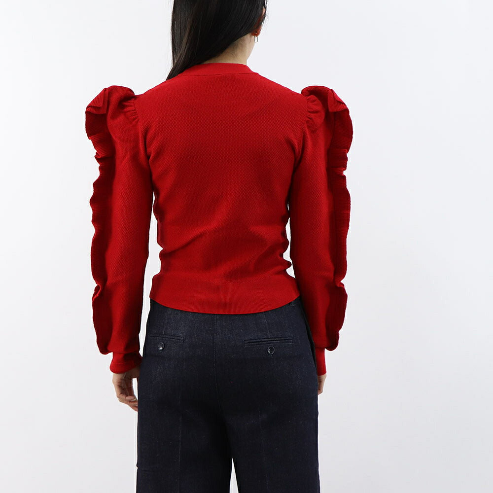 Max Mara ニット  レッド  ワッフルニット フリル  21366071