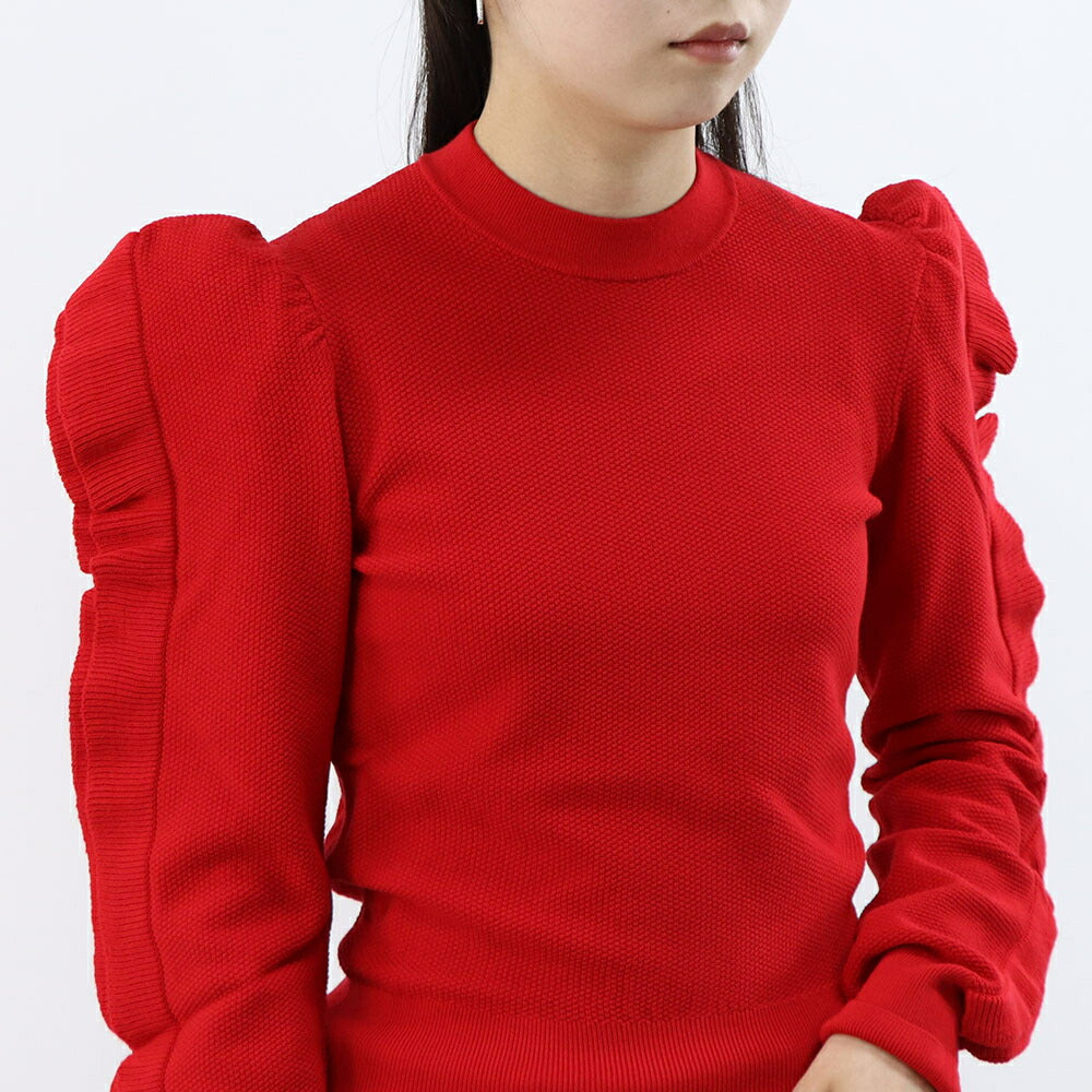 Max Mara ニット  レッド  ワッフルニット フリル  21366071