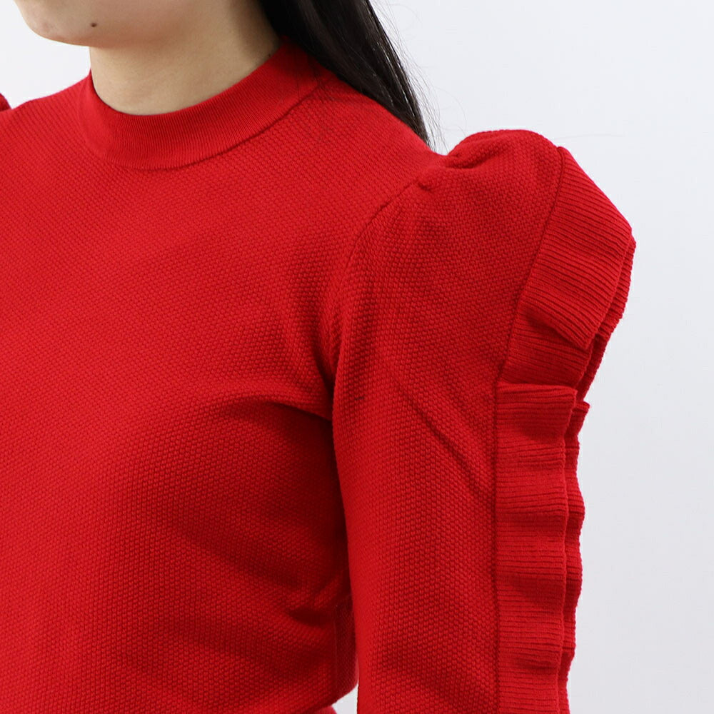 Max Mara ニット  レッド  ワッフルニット フリル  21366071