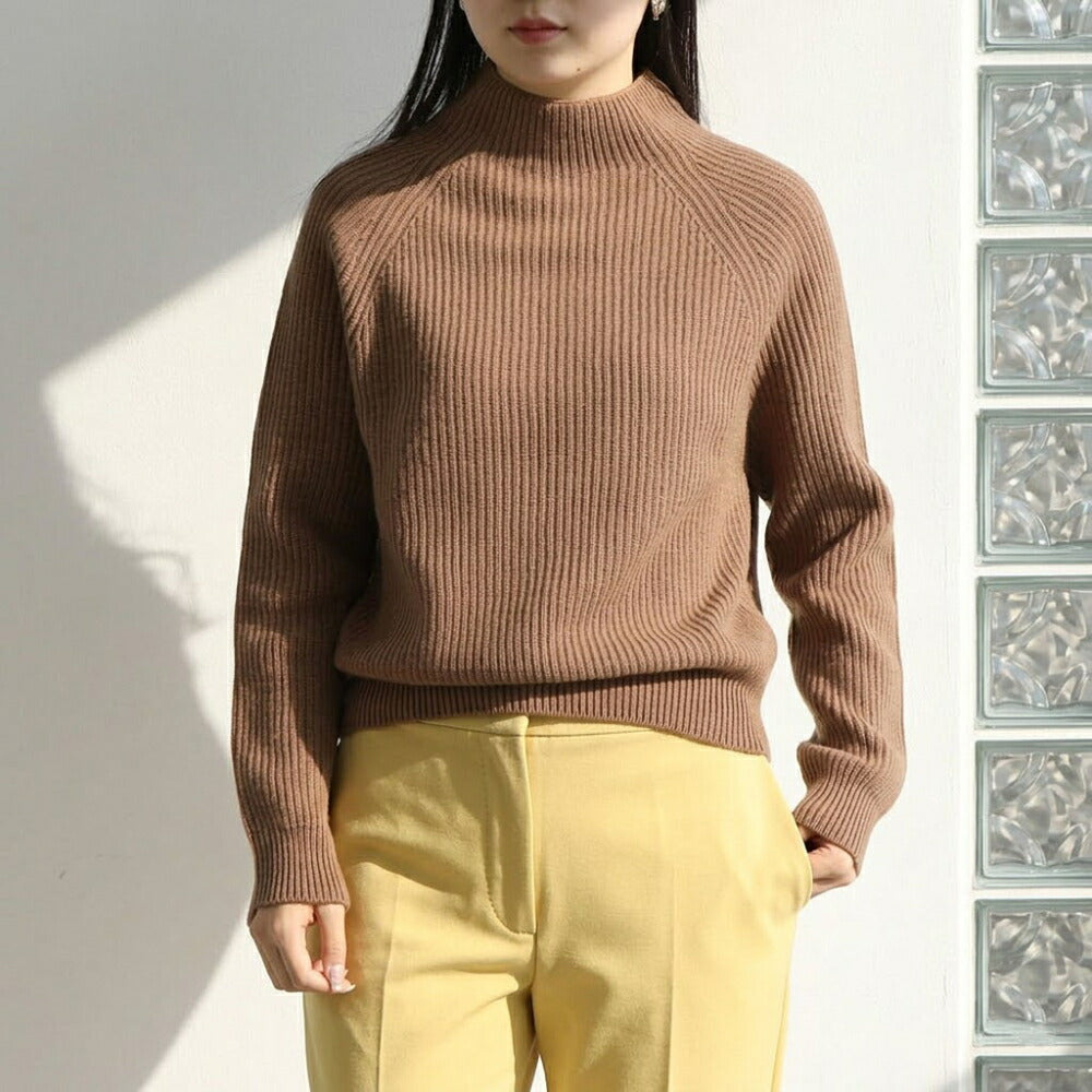 Max Mara ニット ブラウン スタンドカラー リブ編み 29366173