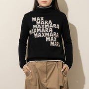 Max Mara ニット ブラック ロゴ ハイネック 19361111