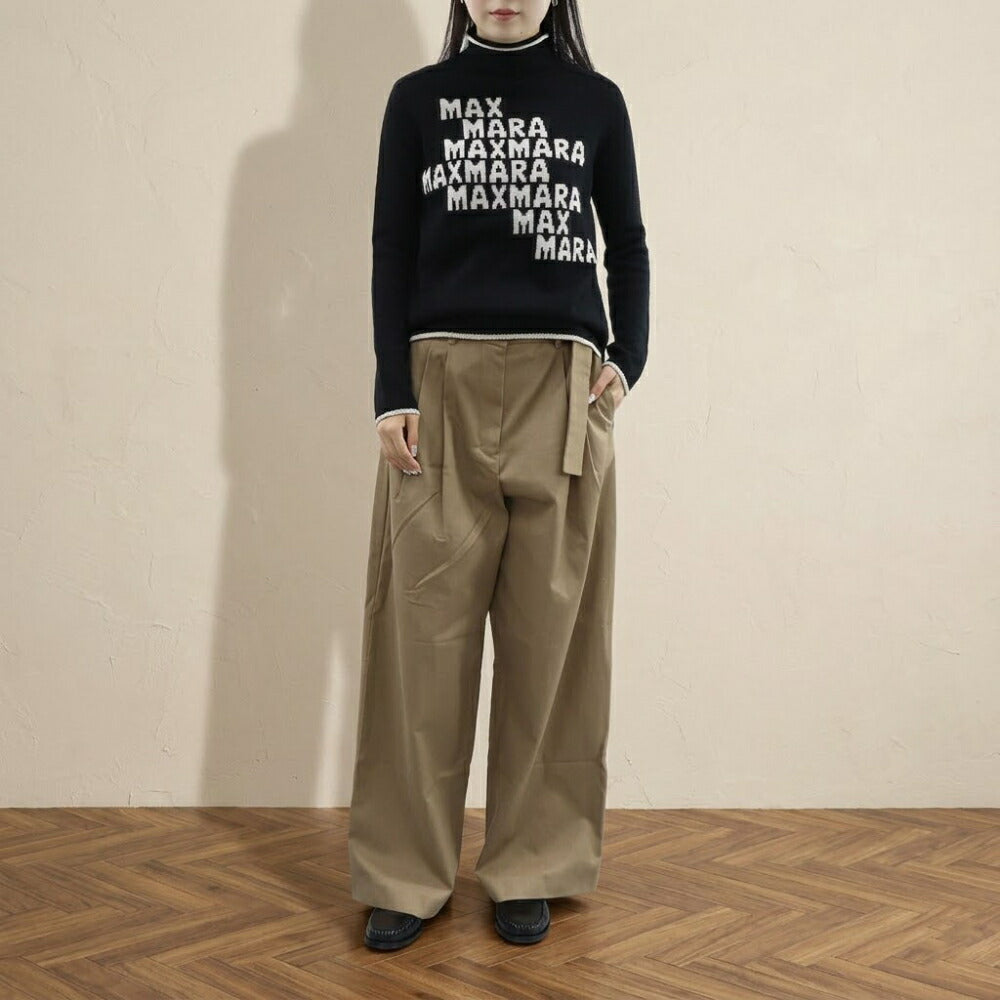 Max Mara ニット ブラック ロゴ ハイネック 19361111