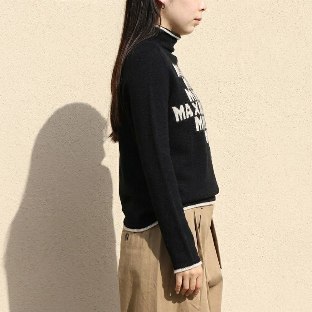 Max Mara ニット ブラック ロゴ ハイネック 19361111