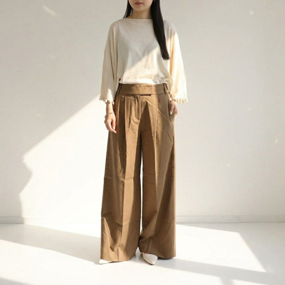 Max Mara Tシャツ アイボリー オーバーサイズ ポンポン付き 長袖 11361022