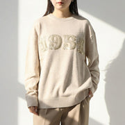 Max Mara ニット ベージュ PLATA スパンコール ロゴ オーバーサイズ 21366222