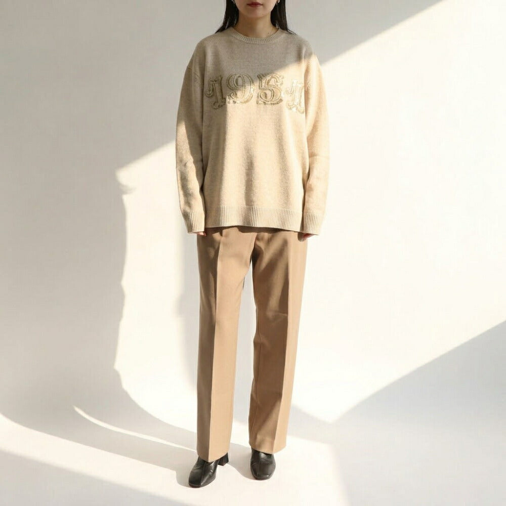 Max Mara ニット ベージュ PLATA スパンコール ロゴ オーバーサイズ 21366222