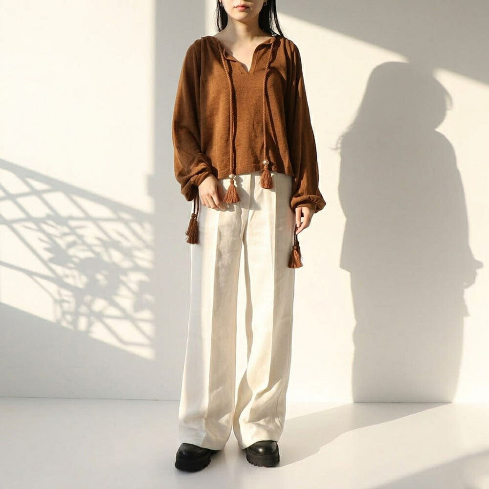 Max Mara Tシャツ ブラウン QUIRITE タッセル ブラウス 長袖 11361012