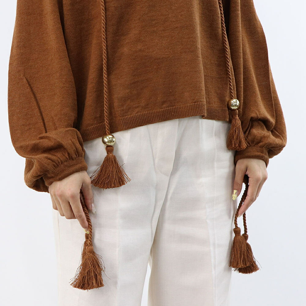 Max Mara Tシャツ ブラウン QUIRITE タッセル ブラウス 長袖 11361012