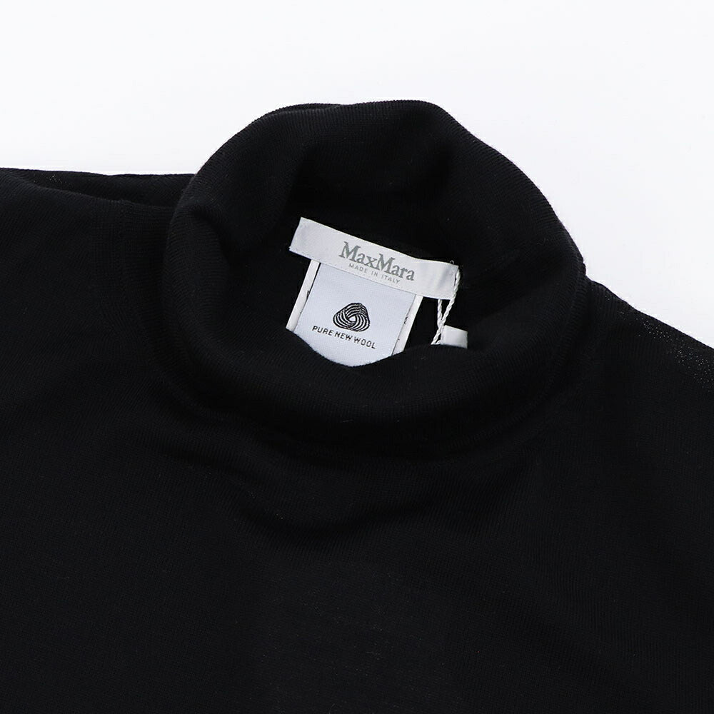 Max Mara Tシャツ ブラック ウール タートルネック スリムフィット ニット 長袖 21366142