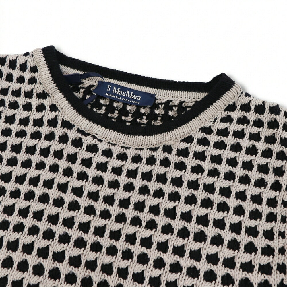 Max Mara ベスト ブラック系 ニットベスト 鍵編み 29356021