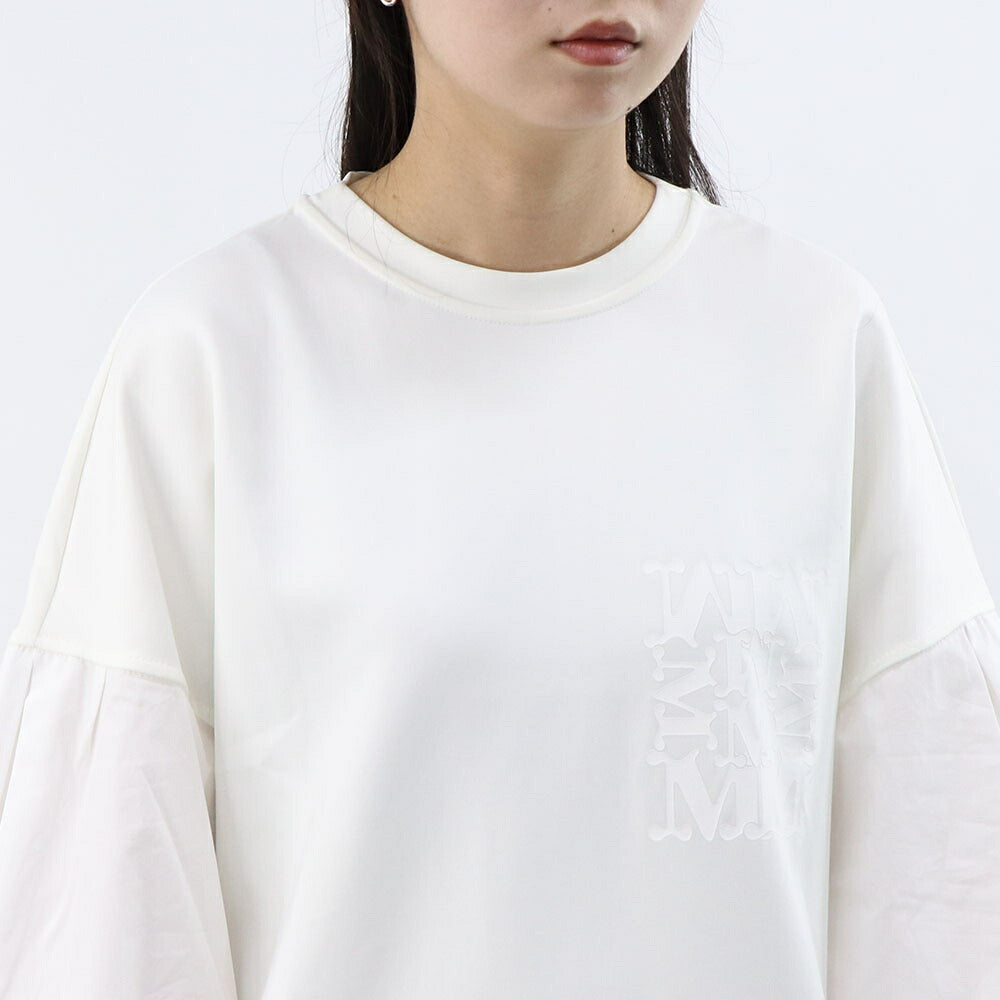 Max Mara ワンピース ホワイト AGORA フロントロゴプリント ジャージードレス 11621032