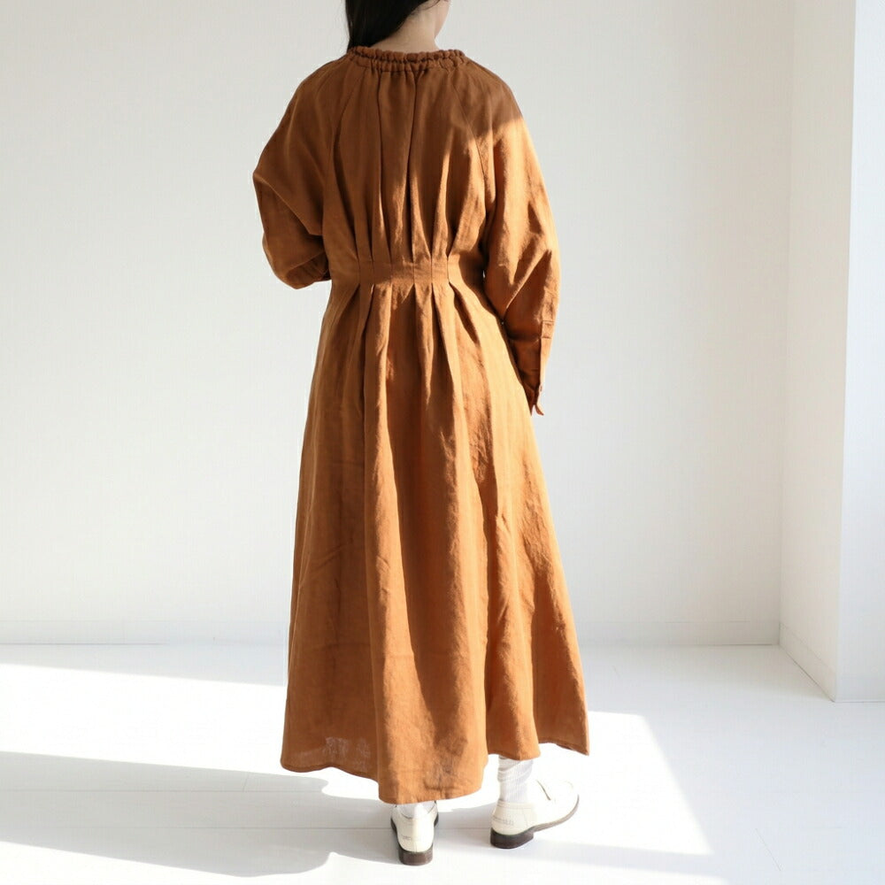 Max Mara ブラウン リネン シルク リネンワンピース Aライン ドロスト 11221092