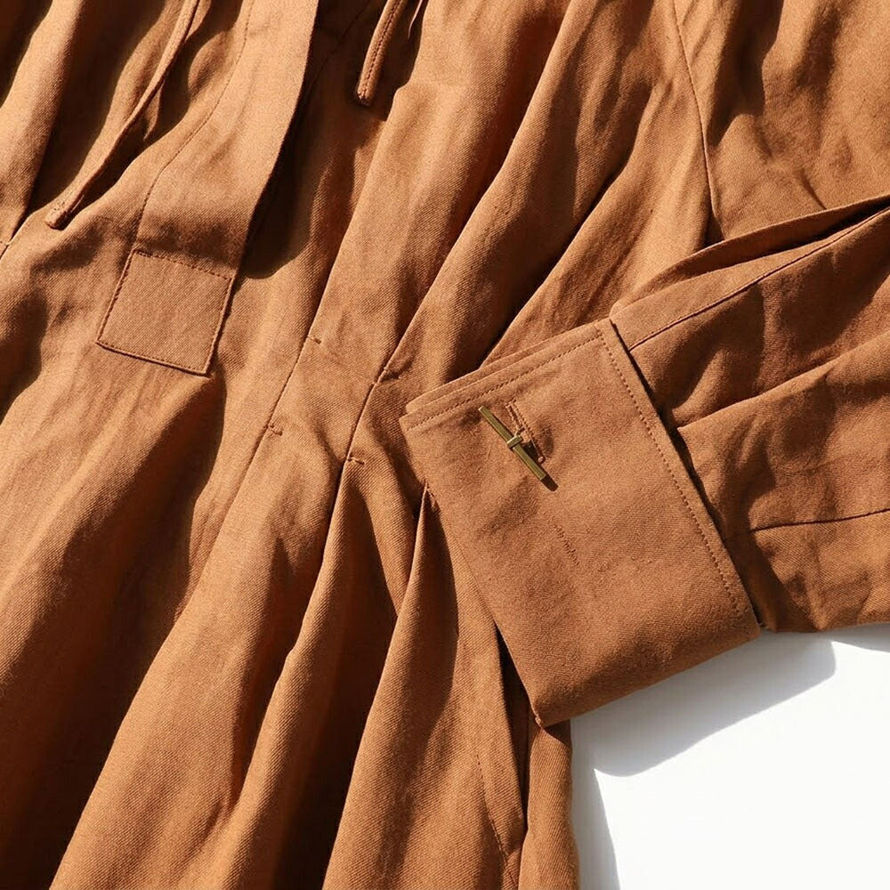 Max Mara ブラウン リネン シルク リネンワンピース Aライン ドロスト 11221092