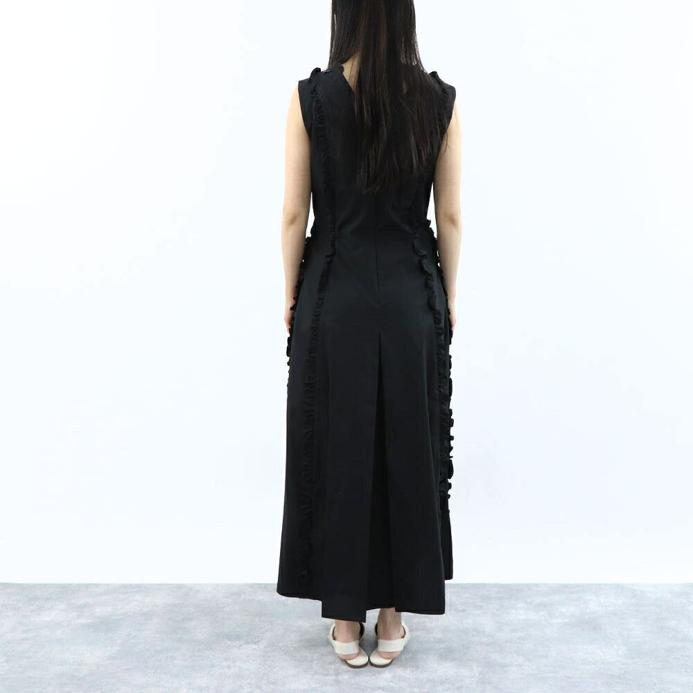Max Mara ワンピース ブラック フリル Aライン ミディ丈 MILENA 29226051