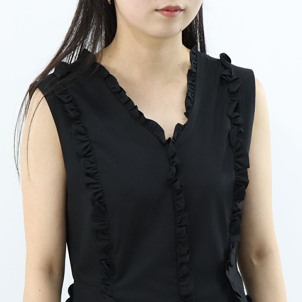 Max Mara ワンピース ブラック フリル Aライン ミディ丈 MILENA 29226051