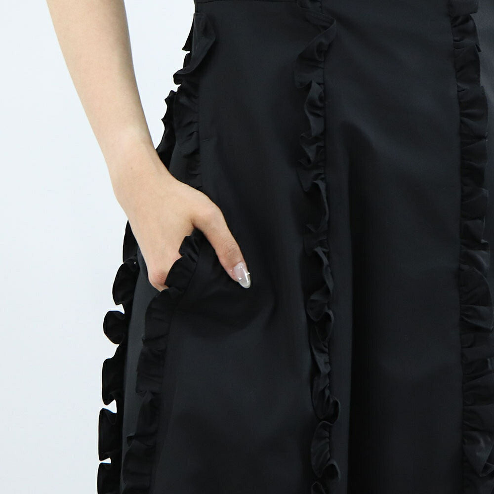 Max Mara ワンピース ブラック フリル Aライン ミディ丈 MILENA 29226051