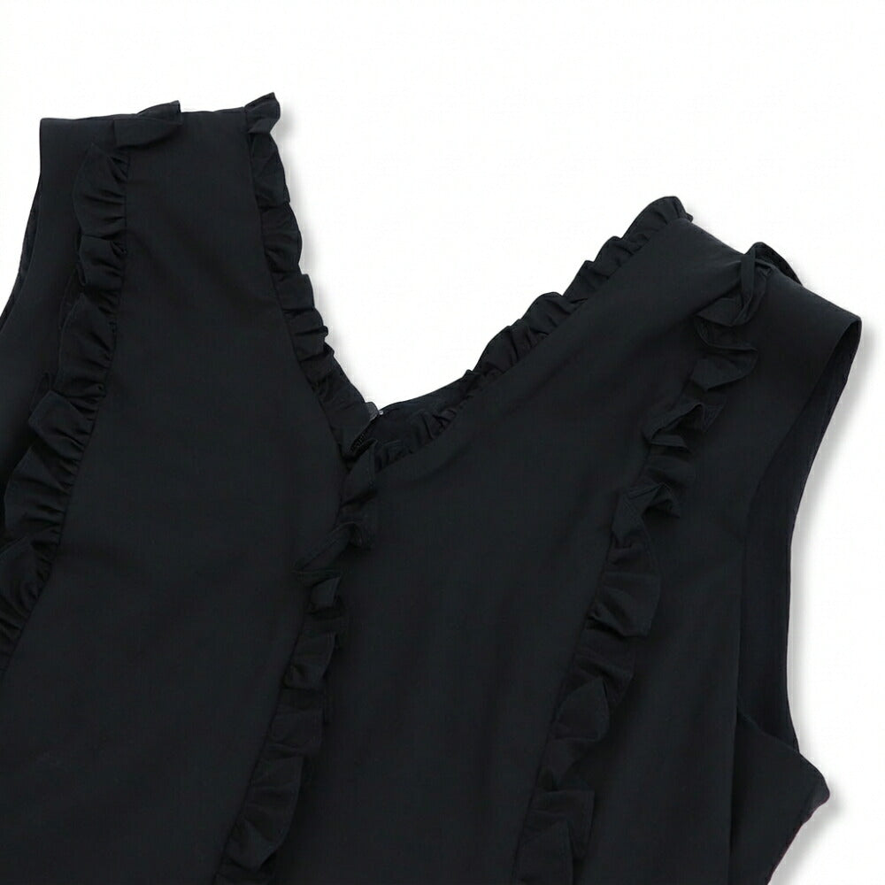 Max Mara ワンピース ブラック フリル Aライン ミディ丈 MILENA 29226051