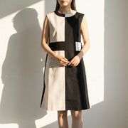 Max Mara ブラック×アイボリー ノースリーブ Aライン ミニワンピース 19221113