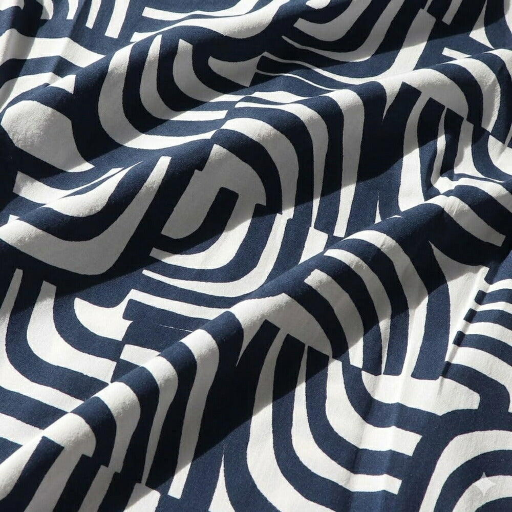 Max Mara ワンピース ネイビー Aライン ボウタイ 幾何学模様 19221233