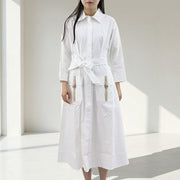 Max Mara ワンピース ホワイト シルク シャツワンピース ベルト シンプル 11221132