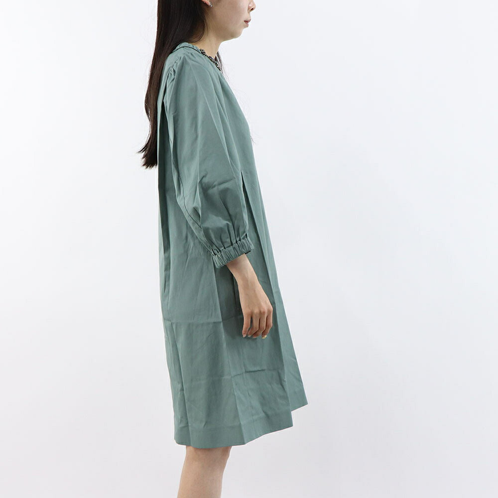 Max Mara ワンピース グリーン ライトグレー ビジュー付き Aラインワンピース ミニ丈 29226151
