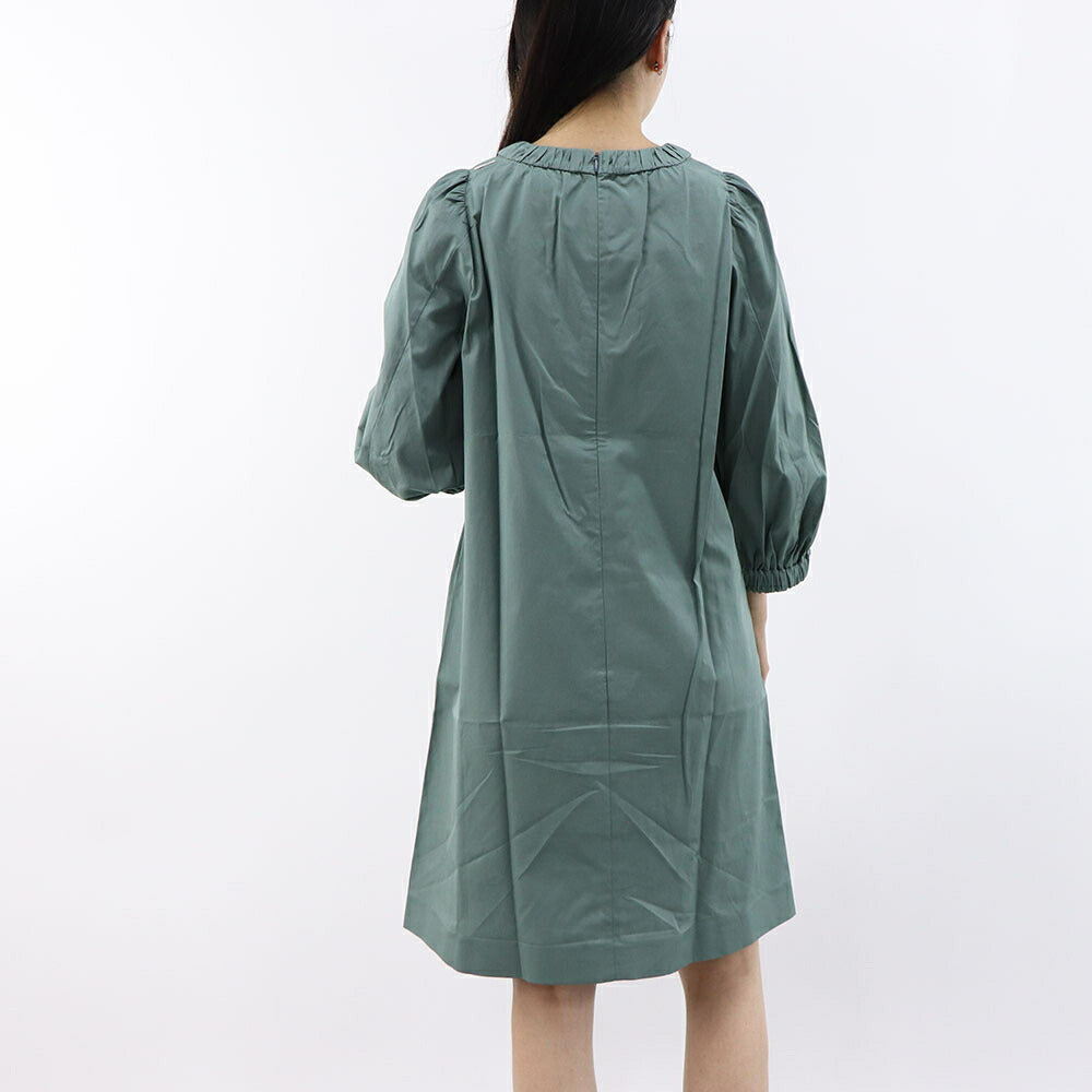 Max Mara ワンピース グリーン ライトグレー ビジュー付き Aラインワンピース ミニ丈 29226151