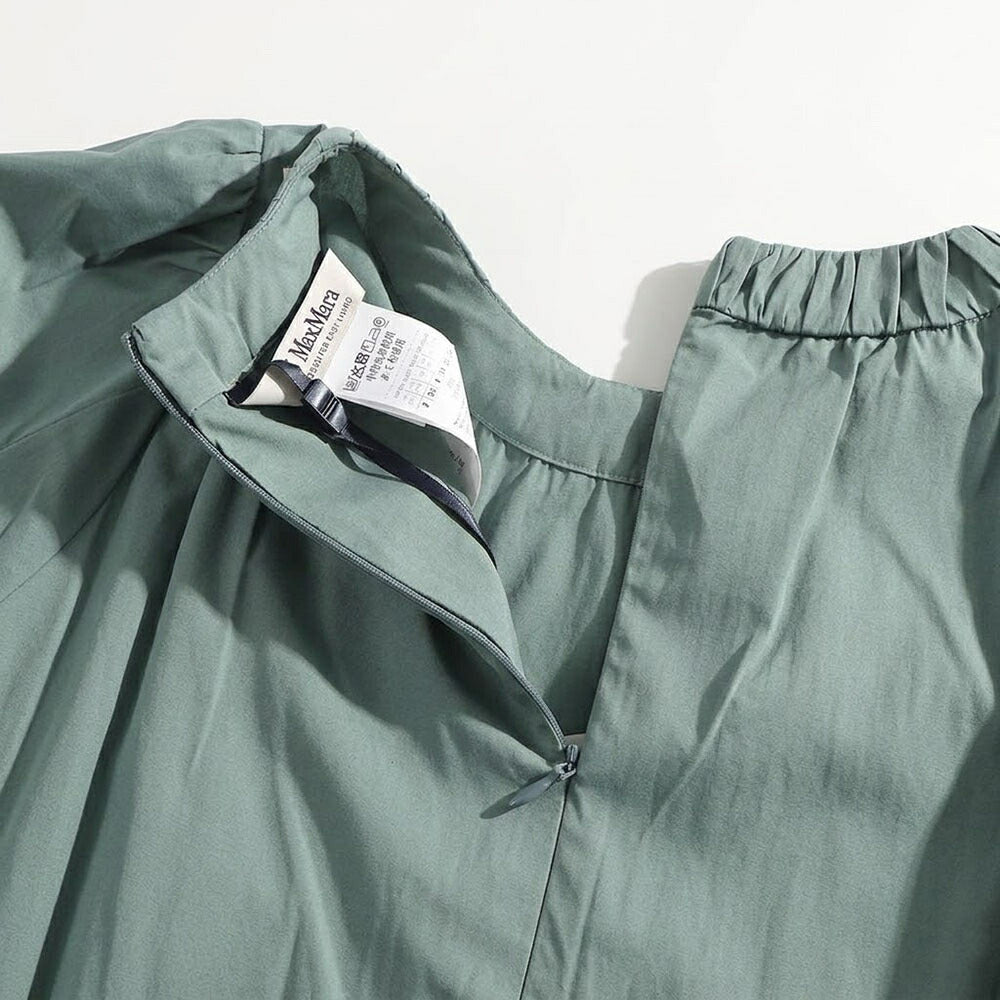 Max Mara ワンピース グリーン ライトグレー ビジュー付き Aラインワンピース ミニ丈 29226151