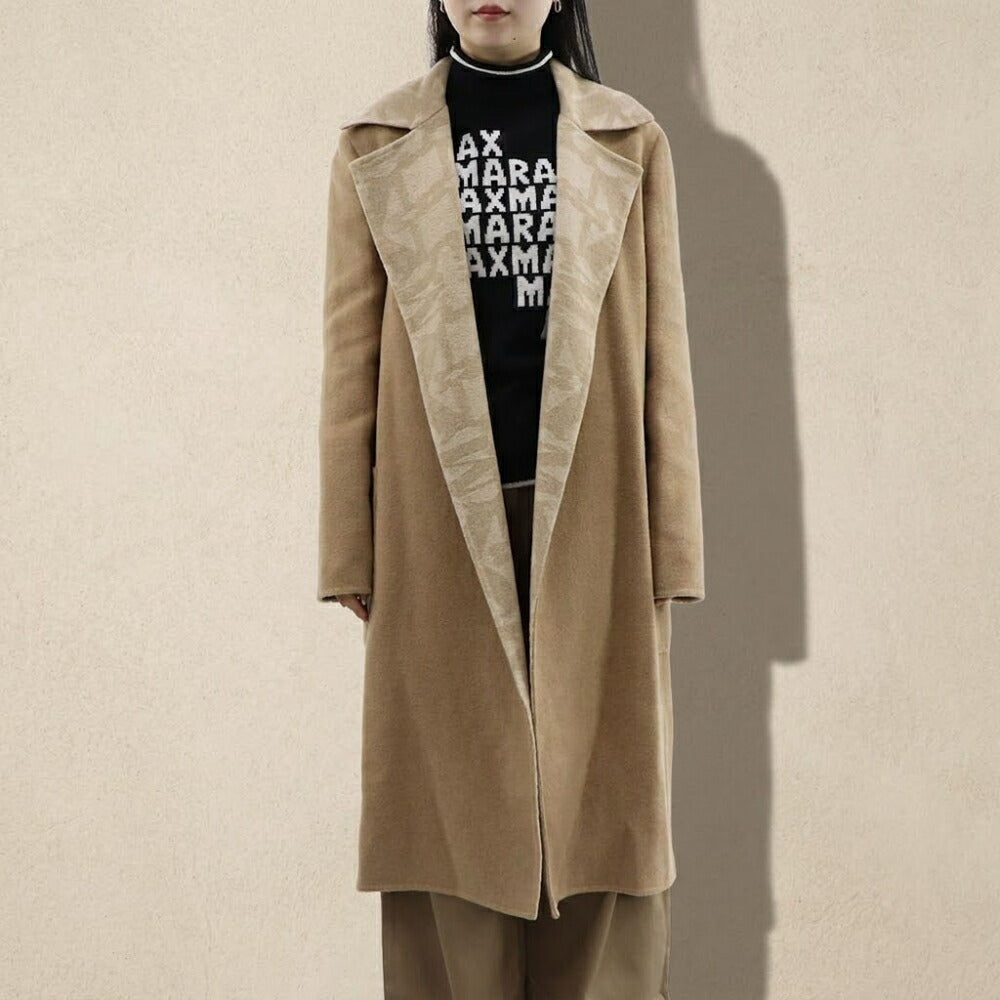 Max Mara キャメル ガウンコート ミディ丈 モノグラム柄 21016021