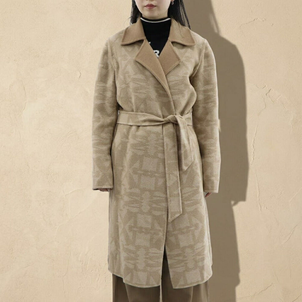Max Mara キャメル ガウンコート ミディ丈 モノグラム柄 21016021